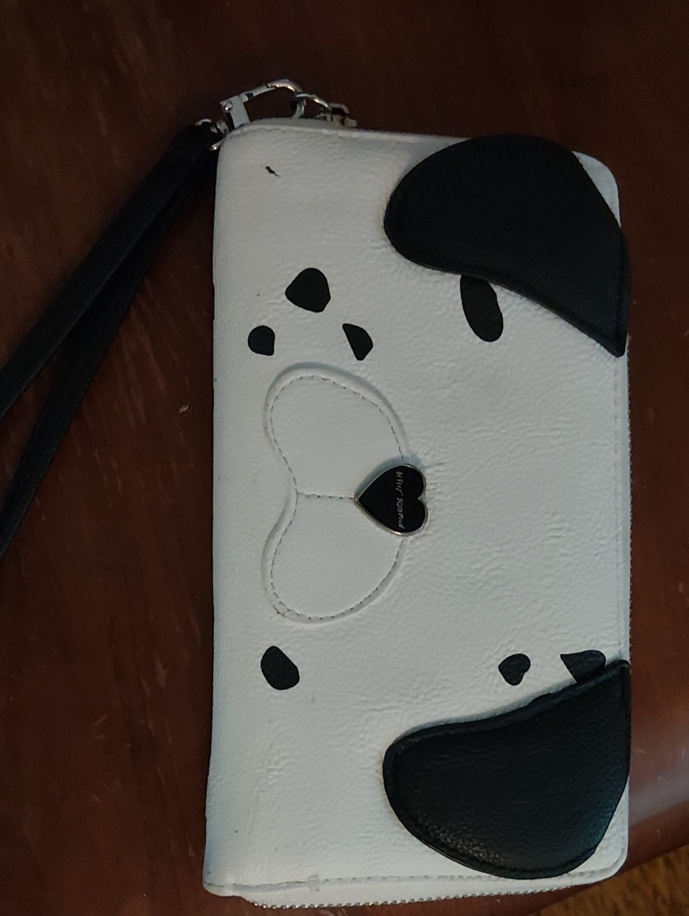 Betsey Johnson White Wallet with Black Dog Ear Accents